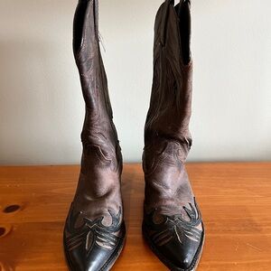 Vintage Brown and Black Cowboy Boots Womens